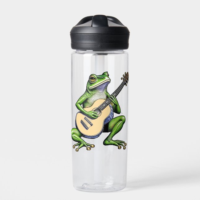 Bouteille D'eau Funny Frog Jouer de la guitare Personnalisée (Extérieur)