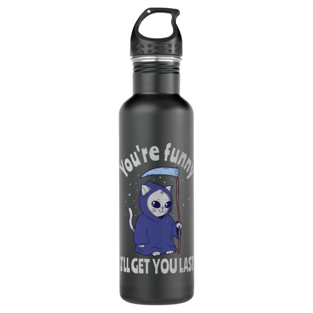 Bouteille D'eau Funny Grim Reaper Cat Halloween Costume (Devant)