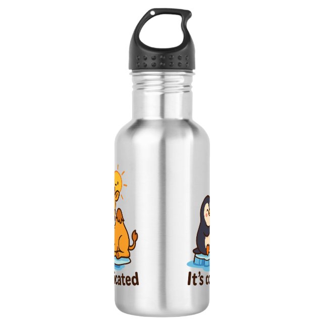 Bouteille D'eau Funny Penguin & Giraffe Water Bottle  (Devant)