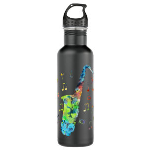 Bouteille D'eau Funny Saxophone Musician Jazz Music Lover Colorful