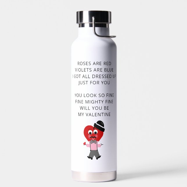 Bouteille D'eau Funny Valentines Day Roses Sont Poème Rouge Petite (Gauche)