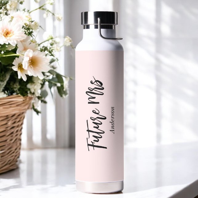 Bouteille D'eau Futur mariage Mrs Blush Rose  (Créateur téléchargé)