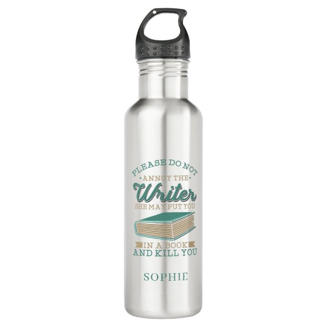 Bouteille D'eau Gag Personnalisé Auteur N'Annoient Pas L'Écrivain (Devant)