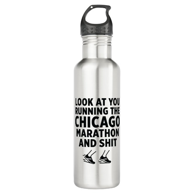 Bouteille D'eau Gagnant ou finisseur du marathon de Chicago, coure (Devant)