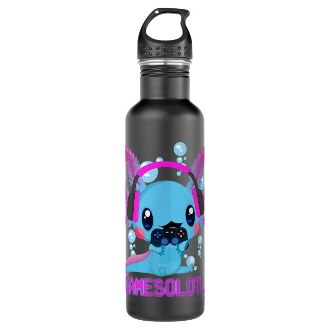 Bouteille D'eau Gamesolotl Axolotl Video Gamer Kawaii Anime Cadeau (Devant)