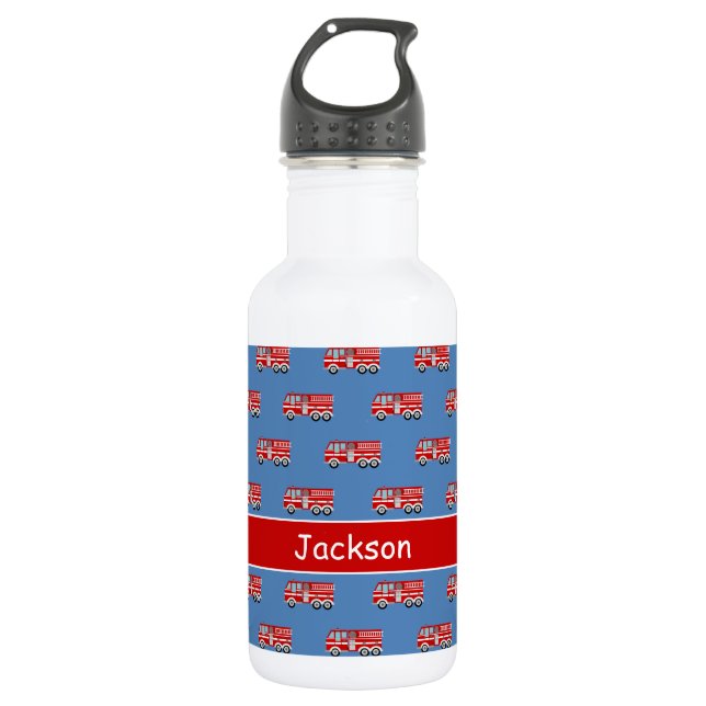 Bouteille D'eau Garçon personnalisé Motif de camion de pompiers ro (Devant)