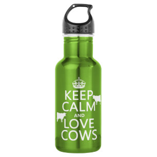 Bouteille D'eau Gardez le calme et aimez les vaches (toutes les