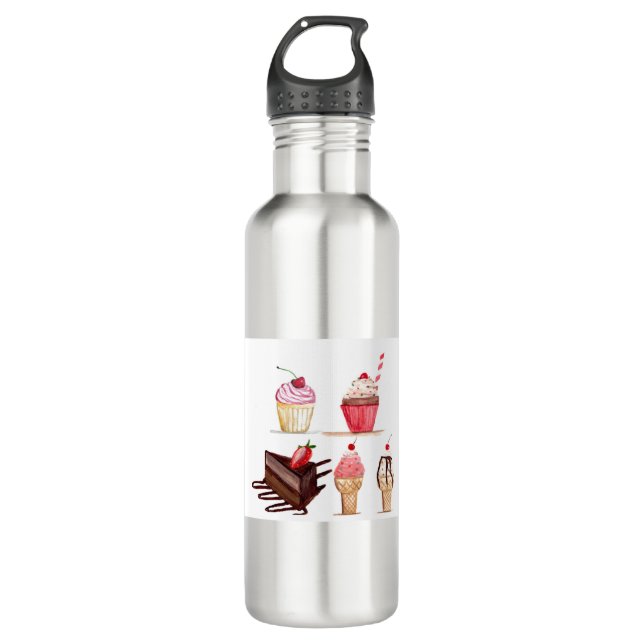 Bouteille D'eau Gâteaux Aquarelle Boulangerie sucreries Cupcakes P (Devant)