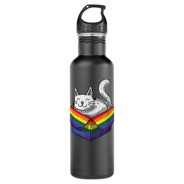 Bouteille D'eau Gay Cat Pride Rainbow Cute Kitten Kitty Fier LGBT (Devant)