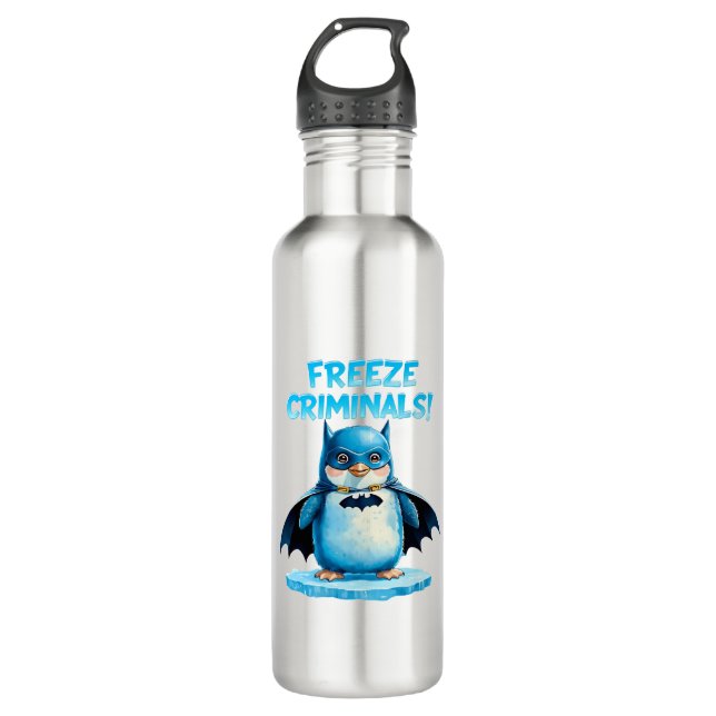 Bouteille D'eau Geler les criminels - Pingouin foncé (Devant)