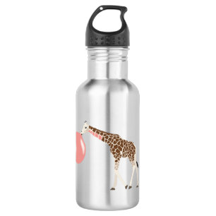 Bouteille D'eau Girafe Bubble Gum soufflant une bulle