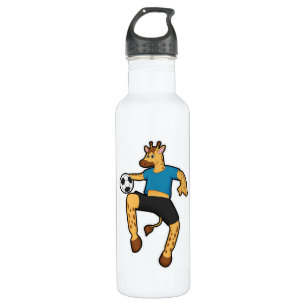 Bouteille D'eau Giraffe en joueur de football avec balle de footba