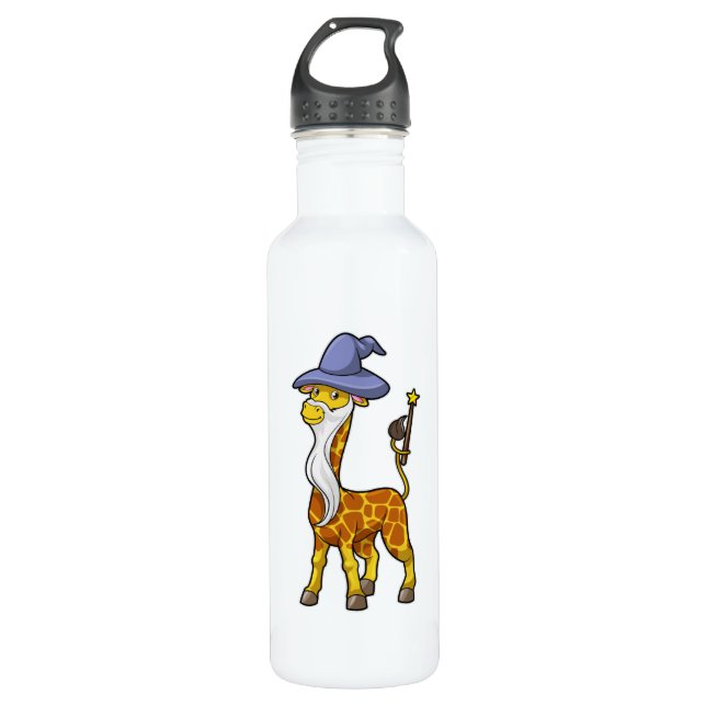 Bouteille D'eau Giraffe en magie avec baguette magique et Casquett (Devant)