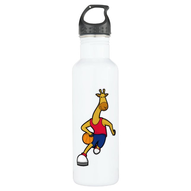 Bouteille D'eau Giraffe en tant que joueur de basket-ball avec Bas (Devant)