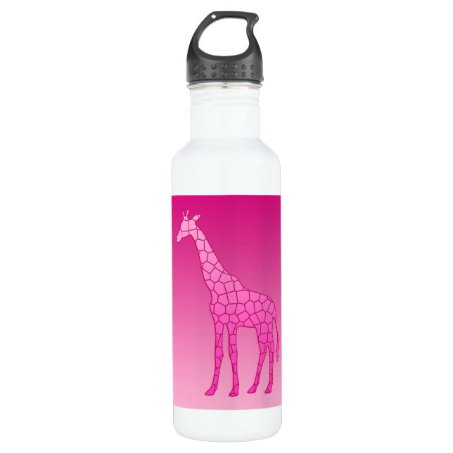 Bouteille D'eau Giraffe géométrique moderne, Fuchsia et rose pâle  (Devant)