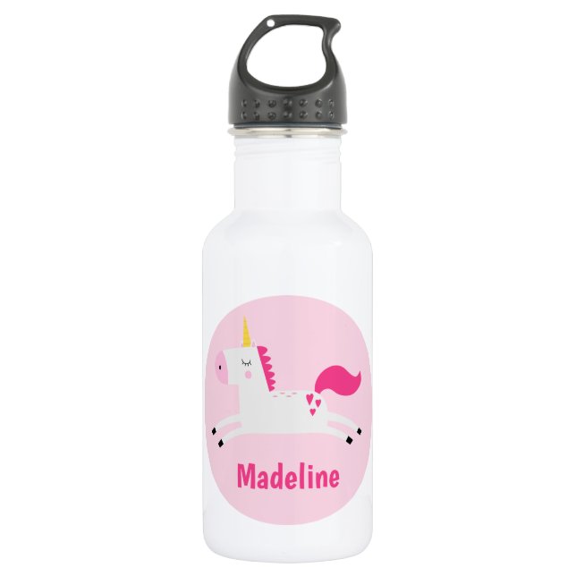Bouteille D'eau Girls Pink Unicorn Personnalisé Acier Inoxydable W (Devant)