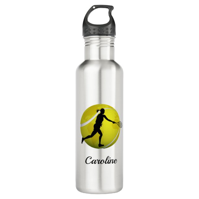 Bouteille D'eau Girls Tennis World Ball & Player Son nom Enfants A (Devant)