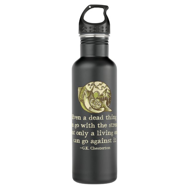 Bouteille D'eau GK Chesterton Citation Humour catholique Pêche Hom (Devant)