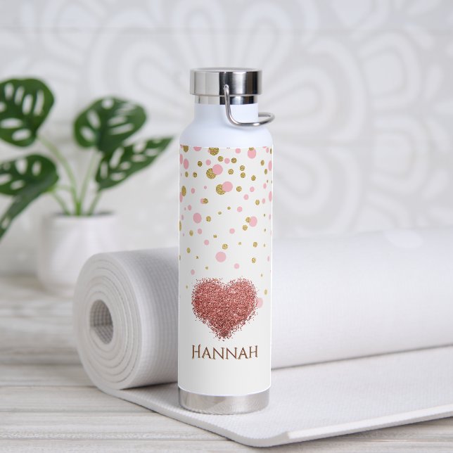 Bouteille D'eau Glam Girly Rose Gold rose Parties scintillant Coeu (Yoga)