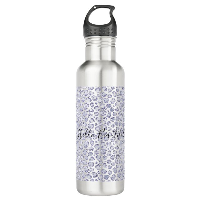 Bouteille D'eau Glam Lavender Lilac Purple Empreinte de léopard Pa (Devant)