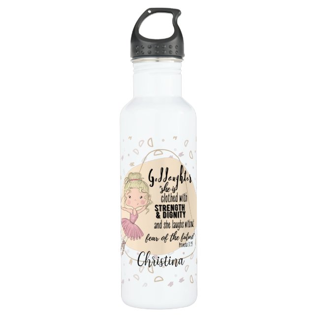 Bouteille D'eau Godgirl Cadeau CITER Proverbe Blonde BALLERINA (Devant)