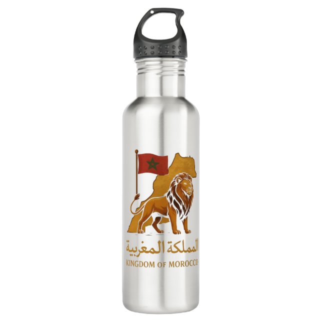 Bouteille D'eau "Golden Majesty of Morocco | Lion & Arabic Kingdom (Devant)