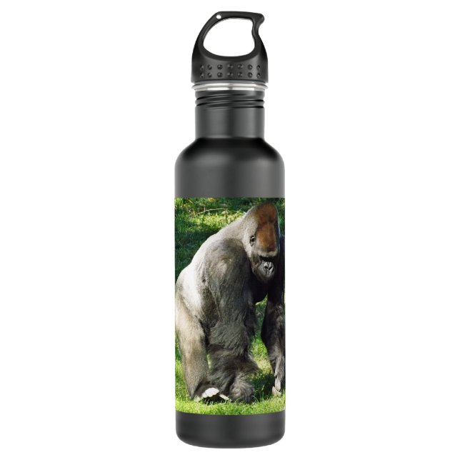 Bouteille D'eau Gorille masculin de plaine de Silverback se levant (Devant)