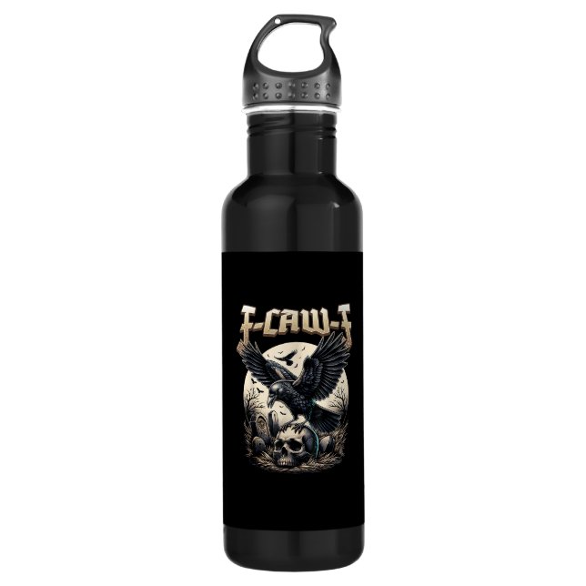 Bouteille D'eau Gothic Skull F-Caw-F Crow Adult Humor Graphic  (Devant)