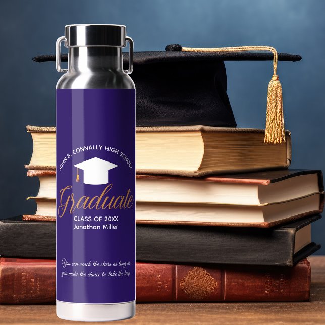 Bouteille D'eau Graduate sur mesure Purple Classe de 2025 Graduati (Créateur téléchargé)