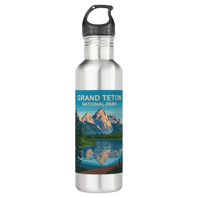Bouteille D'eau Grand Teton National Park Paysage Art de Voyage (Devant)