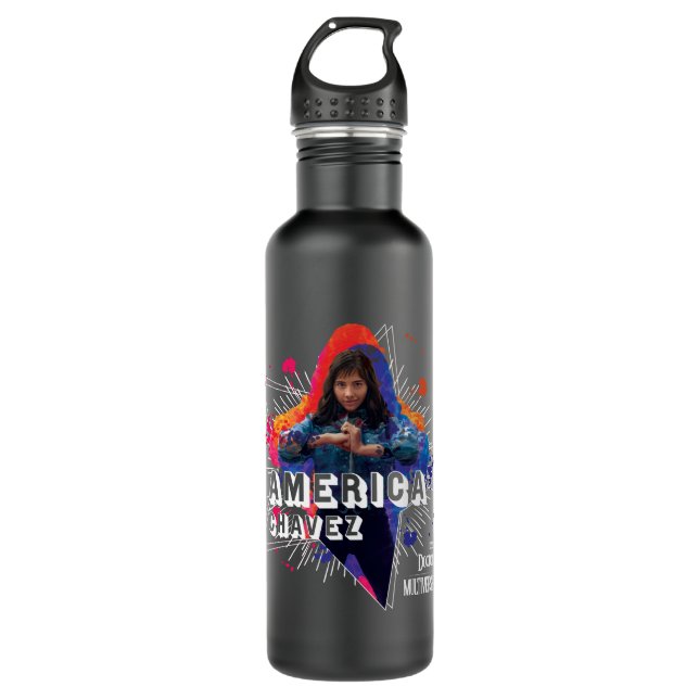 Bouteille D'eau Graphique de caractères étoilés America Chavez (Devant)