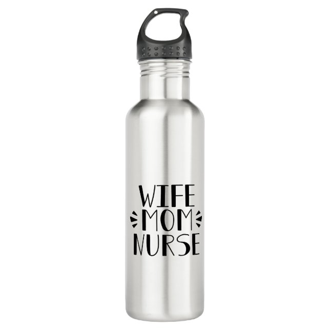 Bouteille D'eau Graphique d'infirmière de maman d'épouse (Devant)