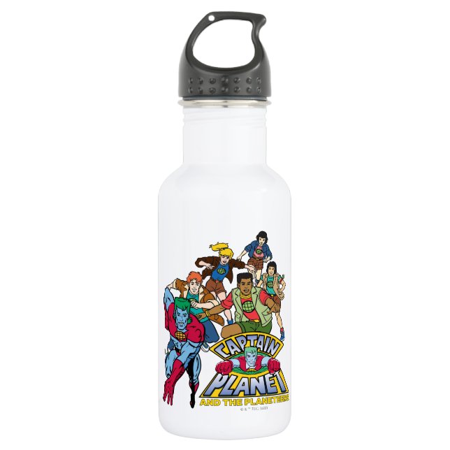 Bouteille D'eau Graphique du logo Captain Planet & Planeteers Grou (Devant)