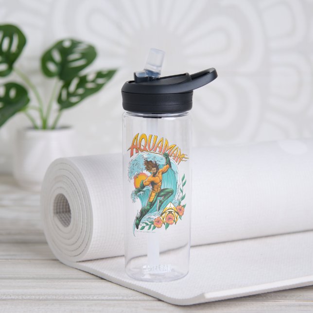 Bouteille D'eau Graphique du Surf de levage Aquaman et Trident (Yoga)