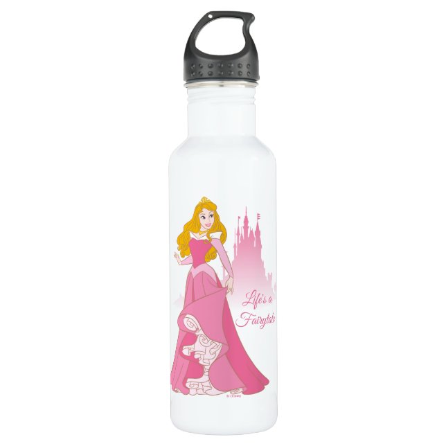 Bouteille D'eau Graphisme de la princesse Aurora et du château (Devant)