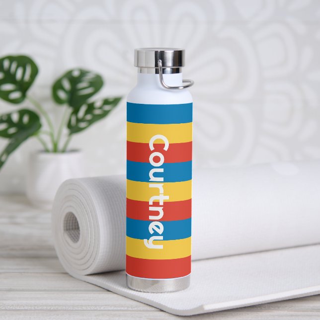 Bouteille d'eau Gras de couleur primaire avec nom (Yoga)