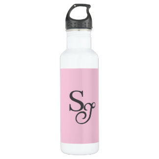 Bouteille D'eau Gray script initial monogram pink