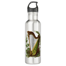 Bouteille D'eau Green and Gold Irish Harp Nom personnalisé et Irla