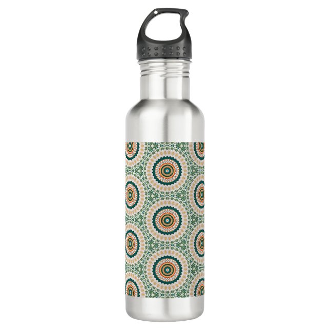 Bouteille D'eau Green Orange And Blue Boho Chic Circle Pattern (Devant)