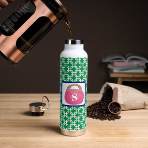 Bouteille D'eau Green White Lien Motif rose Bermudes sac à main