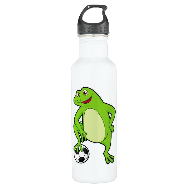 Bouteille D'eau Grenouille comme joueur de football avec balle de  (Devant)