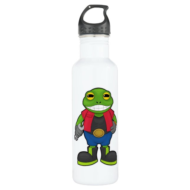 Bouteille D'eau Grenouille en mécanique avec spanner (Devant)