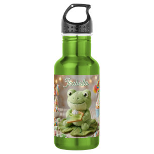 Bouteille D'eau Grenouille en peluche mignonne tenant une tarte au