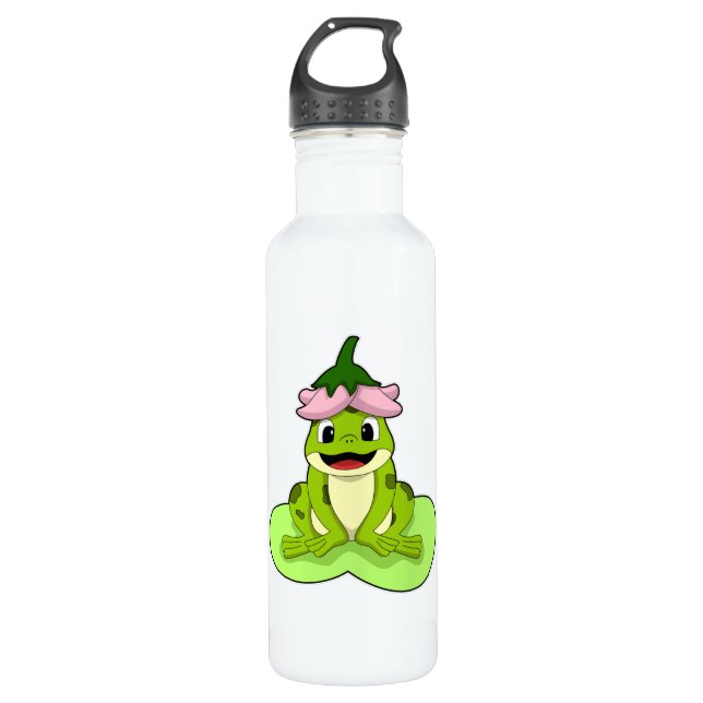 Bouteille D'eau Grenouille sur la feuille (Devant)