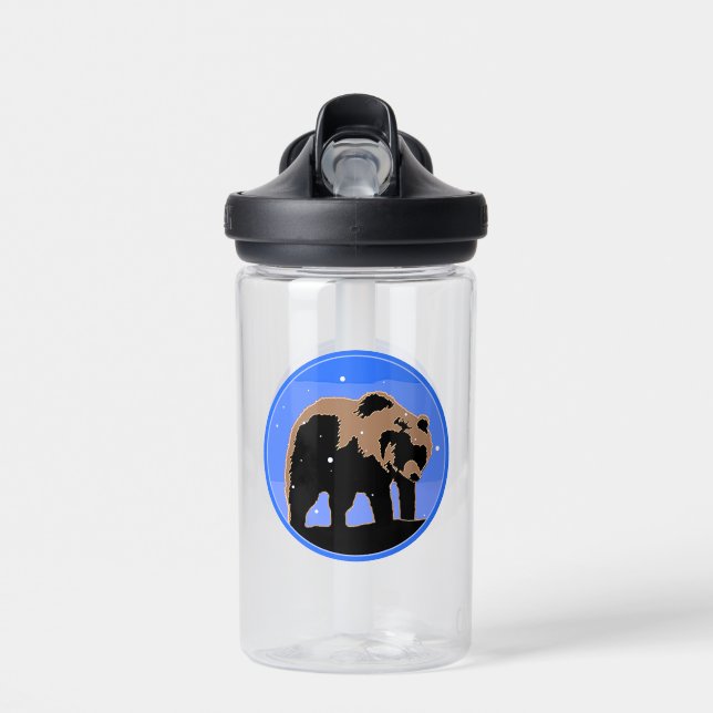 Bouteille D'eau Grizzly Bear en hiver - Art original de la faune (Avant)