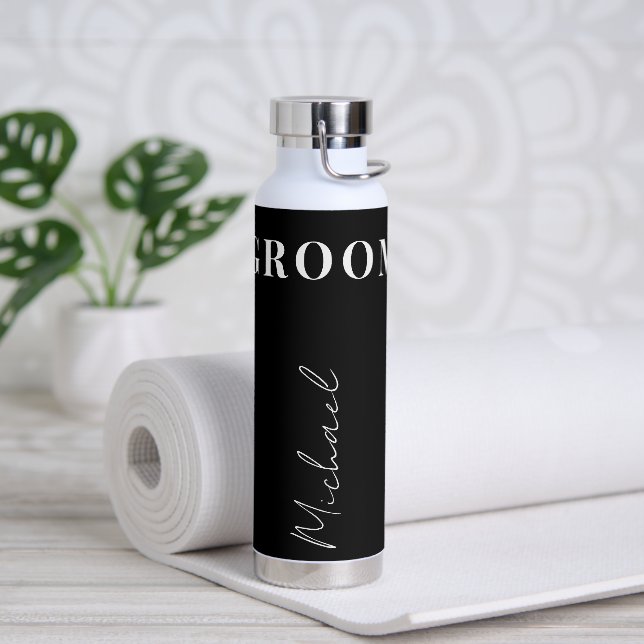 Bouteille D'eau Groom élégant script de nom de typographie personn (Yoga)