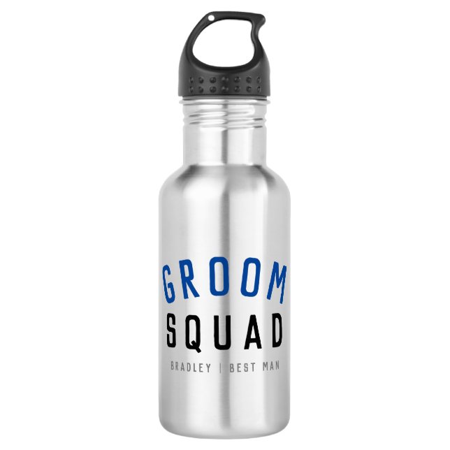 Bouteille D'eau Groom Squad | Moderne Bachelor Groomsman Design (Devant)