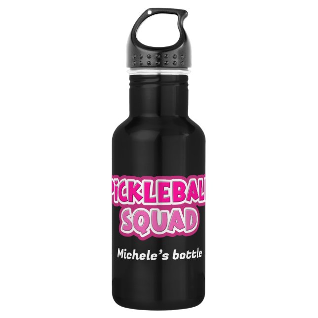 Bouteille D'eau Groupe de basketball blanc rose avec nom (Devant)