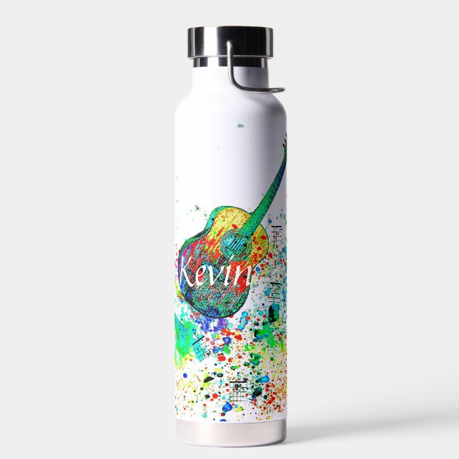 Bouteille D'eau Guitare et accords splatter personnalisé (Gauche)