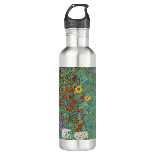Bouteille D'eau Gustav Klimt - Jardin de campagne avec tournesols (Devant)